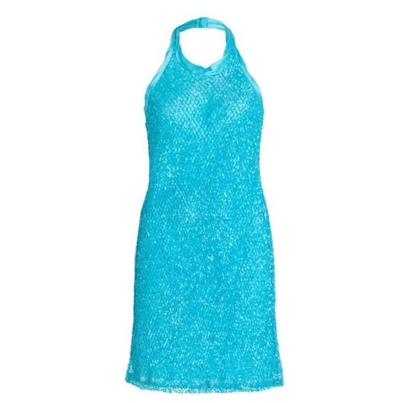 Diotima - Exclusive Queen Mini Dress In Sequin Net in Blue NWT Size 1 or US 2 - Picture 1 of 13